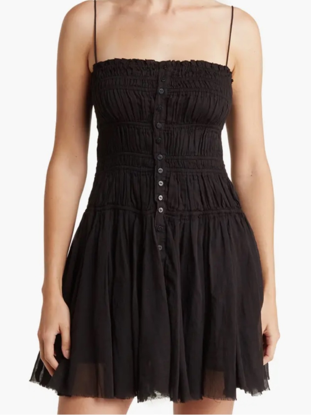 Free People Lausanne Smocked Sleeveless Spaghetti-Strap Mini Dress